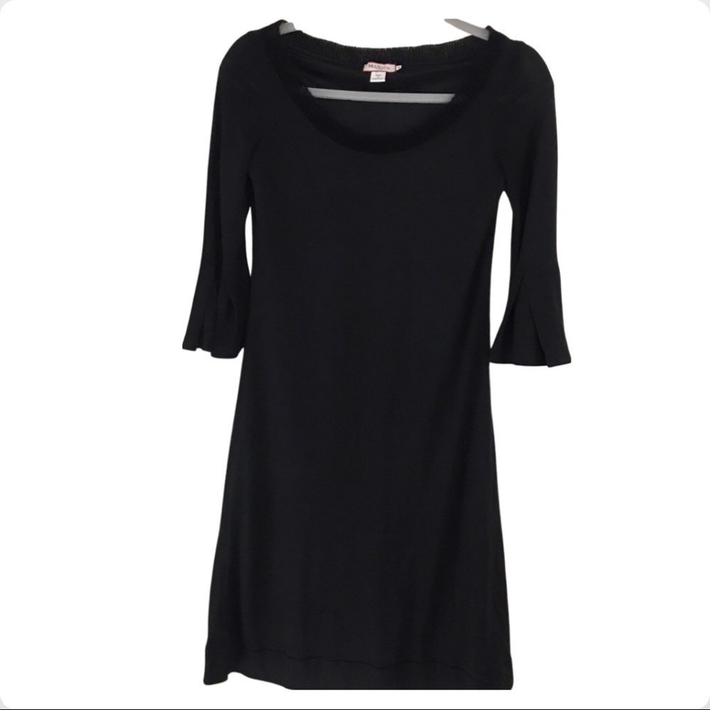 Max & Co mohair and would blend black midi dress size S 3/4 bell sleeves E